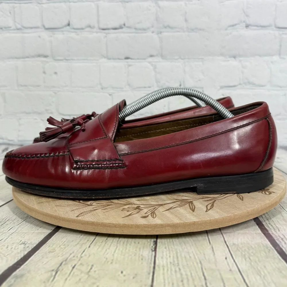 Cole Haan Pinch Tassel Loafers Men 10.5 Burgundy Oxblood Leather Dress Shoes